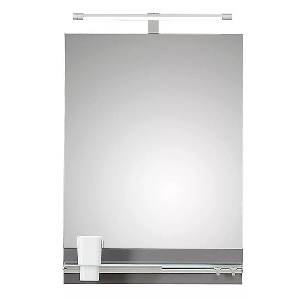 Badezimmer Spiegel mit LED Beleuchtung QENA-66 in Silber, B/H/T ca. 50/74/9 günstig online kaufen