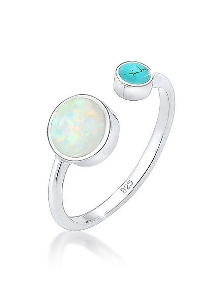 Elli Fingerring Synthetischer Opal Türkis 925 Sterling Silber verstellbar günstig online kaufen