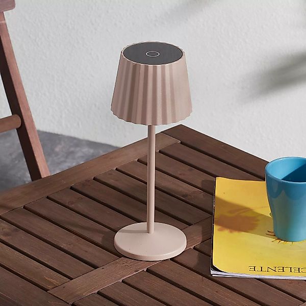 Lindby LED-Akku-Tischleuchte Esali, beige, Metall, IP54 günstig online kaufen