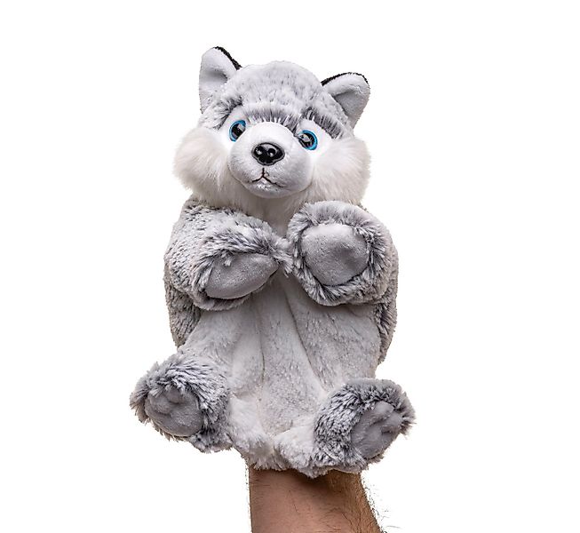 Uni-Toys Kuscheltier Handpuppe - Husky oder Hase - 24 cm (Höhe) - Plüsch-Pu günstig online kaufen