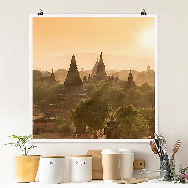 Poster Sonnenuntergang über Bagan günstig online kaufen