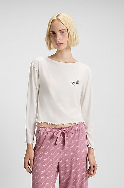HUGO Pyjamaoberteil aus Stretch-Jersey mit Logo-Artwork, regular fit, Rundh günstig online kaufen