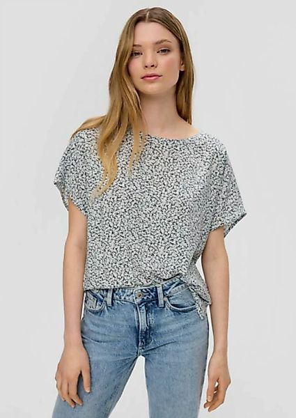 QS Kurzarmbluse Oversized Viskose-Bluse mit verlängertem Rückenteil günstig online kaufen