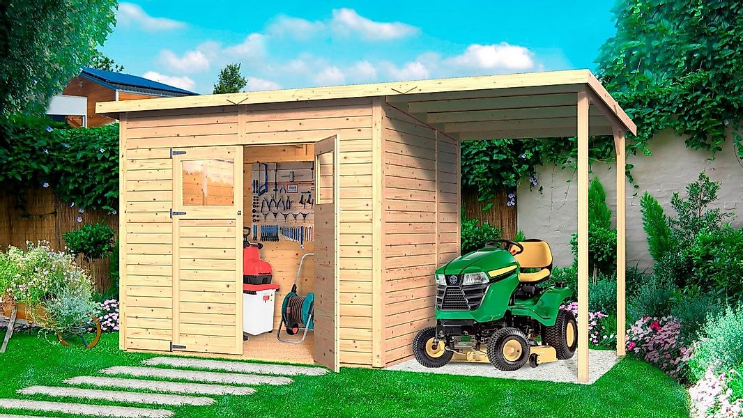 KONIFERA Gartenhaus Amrum 3 aus naturbelassenem Fichtenholz, BxT: 415x199 c günstig online kaufen