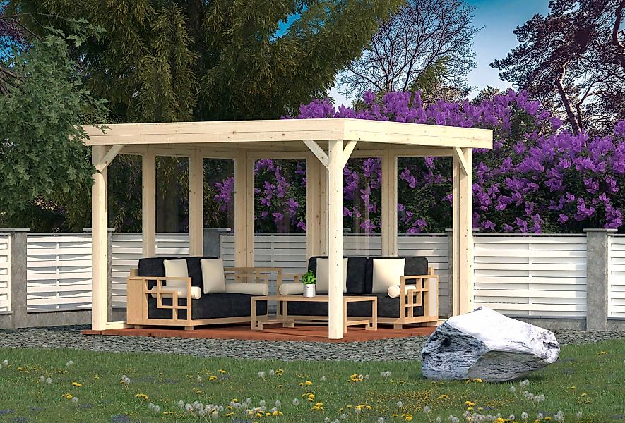 Palmako Holzpavillon "Lucy", BxT: 389x389 cm, grau günstig online kaufen