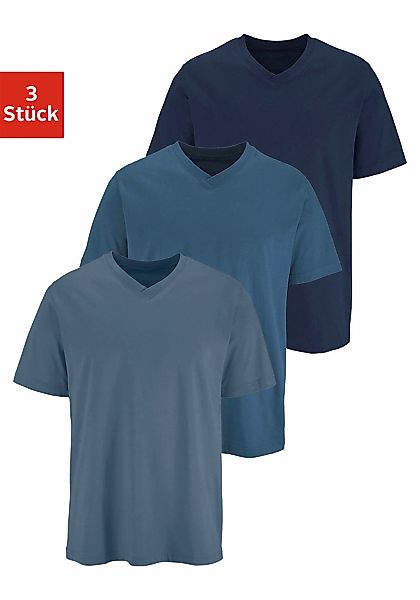 H.I.S T-Shirt Packung, 3 Stk. tlg. mit V-Ausschnitt aus Baumwolle, Unterhem günstig online kaufen