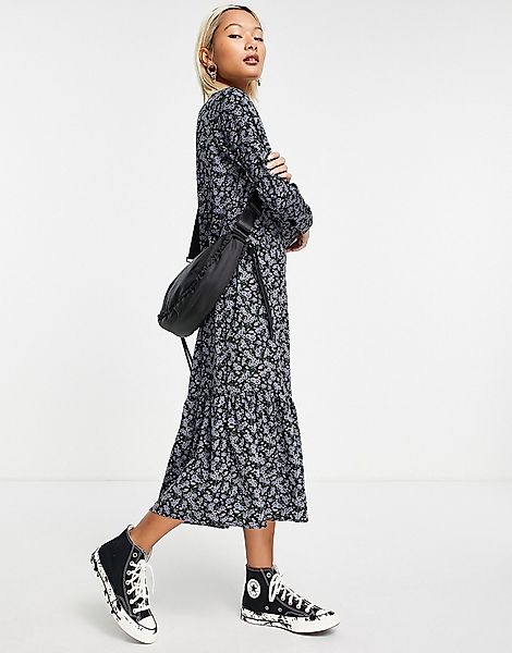 Daisy Street – Midi-Hängerkleid mit Blümchenmuster in Blau-Mehrfarbig günstig online kaufen