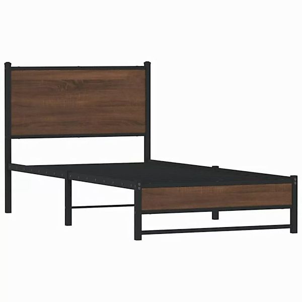 vidaXL Bett Metallbett ohne Matratze Braun Eichen-Optik 75x190 cm günstig online kaufen