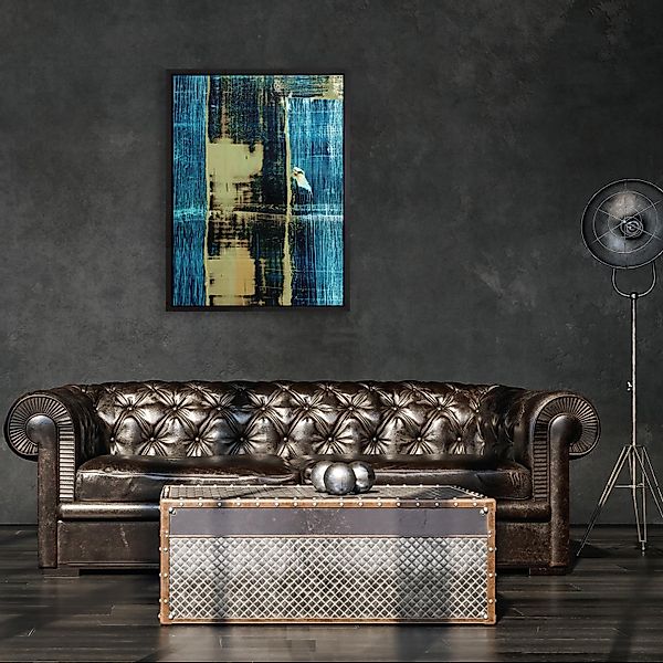 queence Leinwandbild »Abstrakt Blau und Gold«, Abstrakt-Kunst-Modern, mit e günstig online kaufen