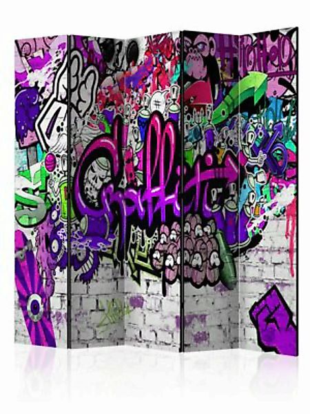 artgeist Paravent Purple Graffiti [Room Dividers] grün-kombi Gr. 225 x 172 günstig online kaufen