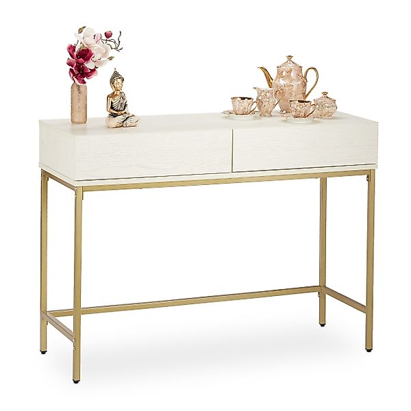relaxdays Konsolentisch Gold Weiß günstig online kaufen