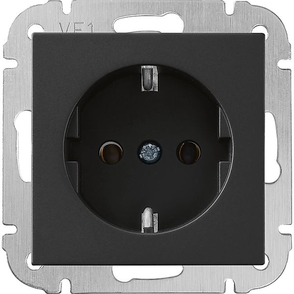Elektromaterial Steckdose Finnja Schwarz-Matt günstig online kaufen