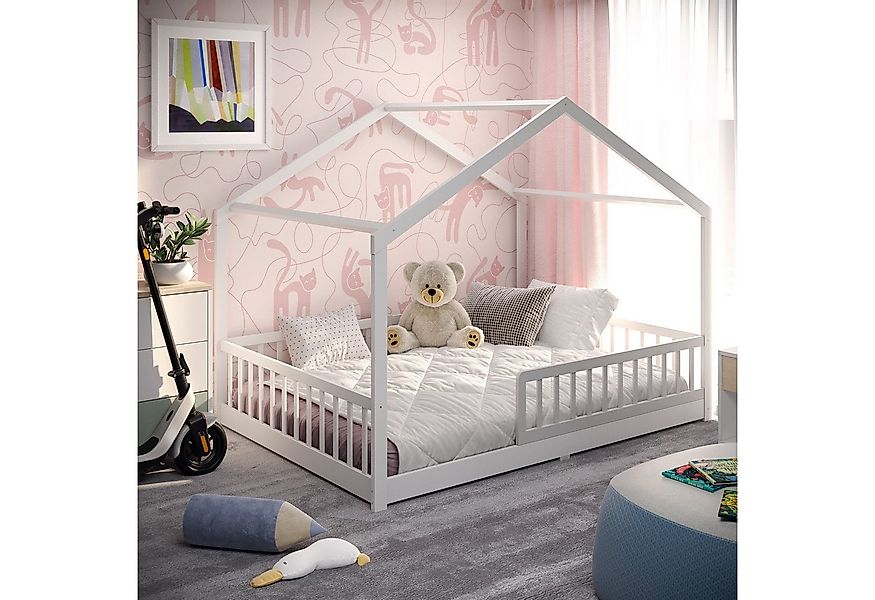 CADANI Kinderbett Malte Bodenbett Hausbett (Rausfallschutz abnehmbar), Bode günstig online kaufen