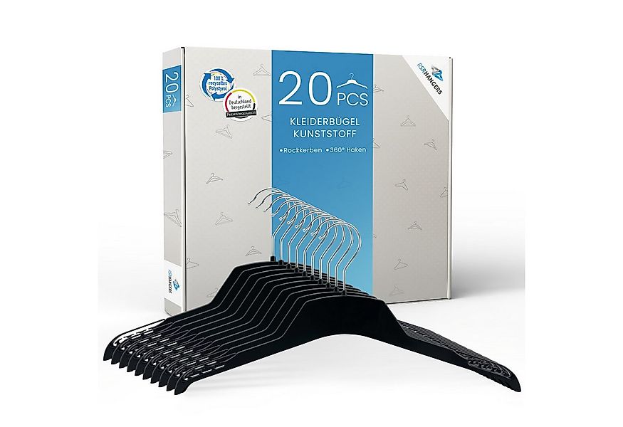 RSR Hangers Kleiderbügel PUB 45 Kunststoff 20 Stück Hemdenbügel Schwarz 360 günstig online kaufen