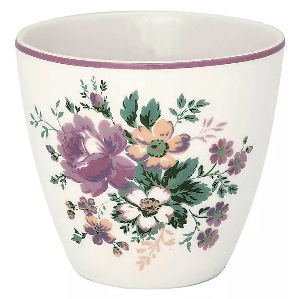 Greengate Latte Cup Marie Dusty Rose Tasse Steingut Weiß Blumen günstig online kaufen