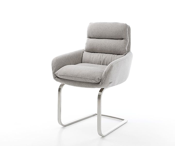 Freischwinger Abelia-Flex mit Armlehnen Stripes Hellgrau Freischwinger flac günstig online kaufen