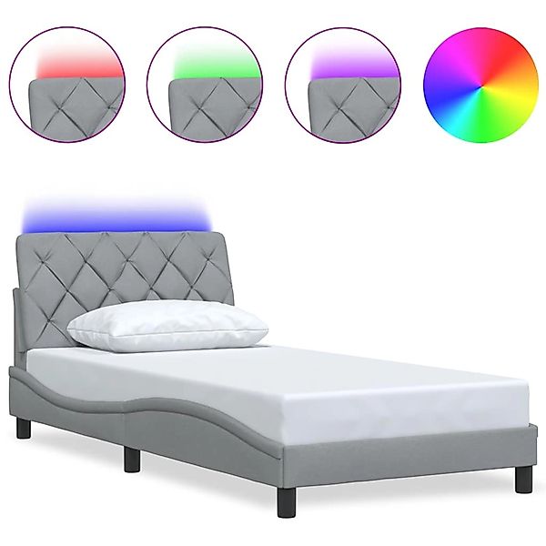 vidaXL Bettgestell mit LED ohne Matratze Hellgrau 100x200 cm Stoff 3310650 günstig online kaufen