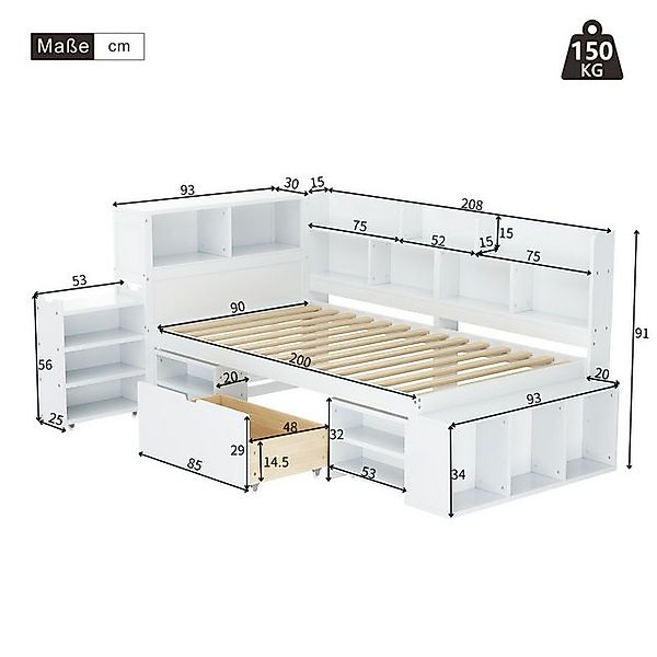 STILVORA Kinderbett Kinderbett 140/90×200cm multifunktionales Schlafsofa Da günstig online kaufen