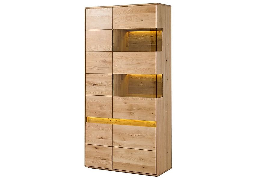 Massivmoebel24 Standvitrine (Vitrine Wildeiche inkl. LED 103x43,5x207 natur günstig online kaufen