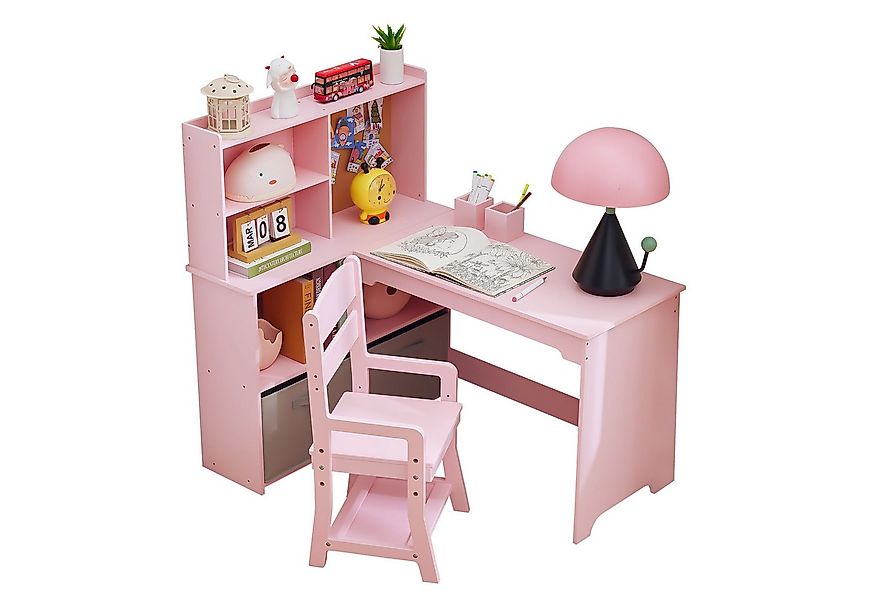 GarveeMore Kinderschreibtisch (Spar-Set, Offene Regale, Pinnwand-Element, S günstig online kaufen