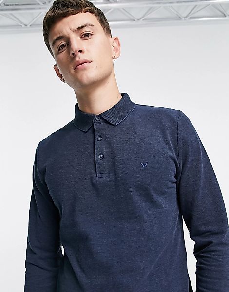Wrangler – Langärmliges Polohemd-Blau günstig online kaufen