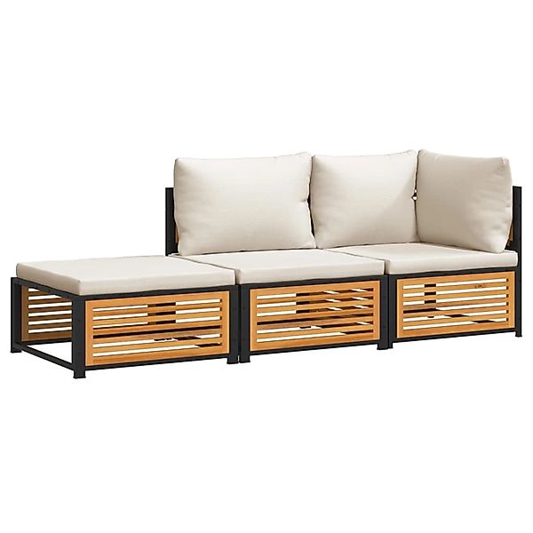 vidaXL 3-tlg Garten-Sofagarnitur mit Kissen Massivholz Akazie Modell 1 günstig online kaufen