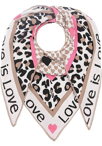 Zwillingsherz Dreieckstuch Love is Love, Feinstrick, Schriftzug, Animal-Mus günstig online kaufen