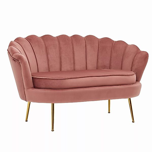 Design 2-Sitzer Sofa Samt Pink 130 x 84 x 75 cm | Kleine Couch für zwei Per günstig online kaufen