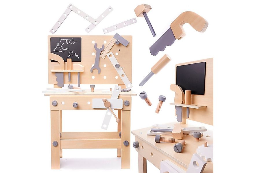 Ikonka Spielwerkbank Kinder-Werkbank aus Holz mit Werkzeug – Spielspaß & Le günstig online kaufen
