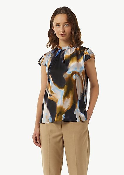 Comma Kurzarmbluse Gemusterte Satin-Bluse mit Cut-out-Detail günstig online kaufen