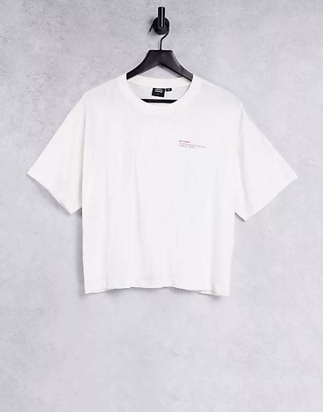 Dr. Denim – Kurzes T-Shirt in Weiß mit Logo günstig online kaufen