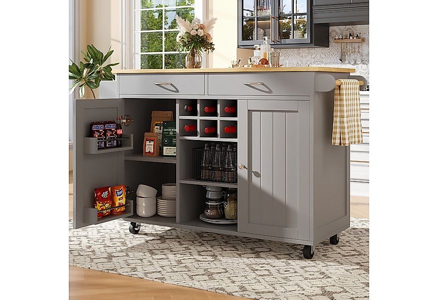 MODFU Küchenwagen Multifunktionale Kücheninsel,Küchewagen, mit 2 Schubladen günstig online kaufen