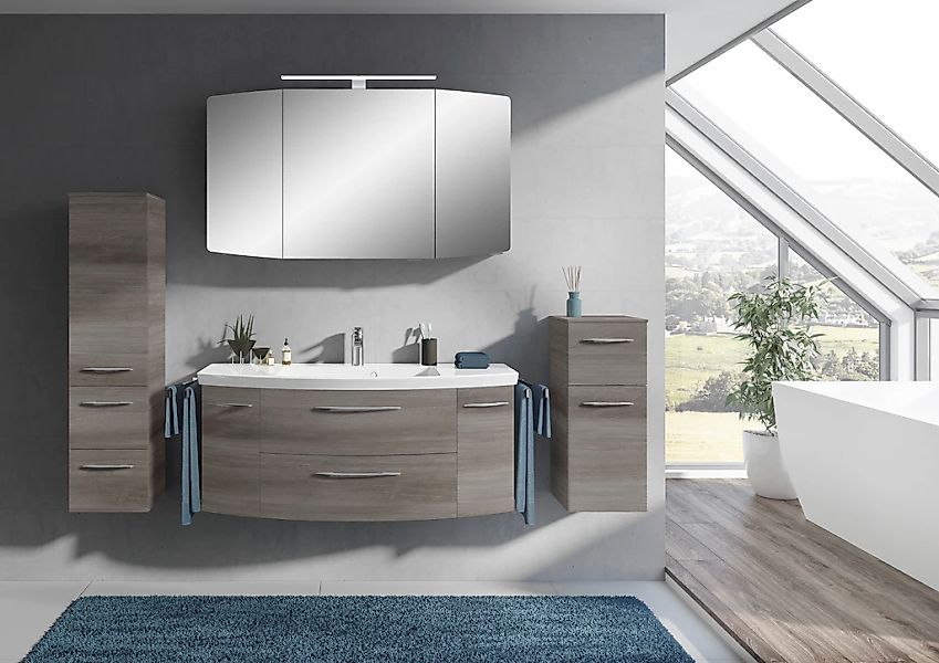 Saphir Badmöbel-Set "Cassca Sprint 4-teilig Mineralmarmor-Waschtisch mit LE günstig online kaufen