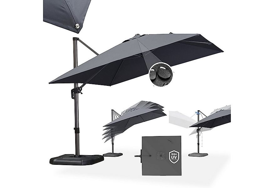 PURPLE LEAF Sonnenschirm Quadratischer Terrassenschirm, Alu Balkonschirm, G günstig online kaufen