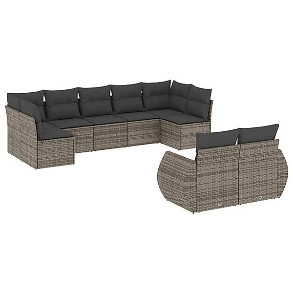 vidaXL 9-Tlg Garten-Sofagarnitur mit Kissen Grau Poly Rattan 3221819 günstig online kaufen