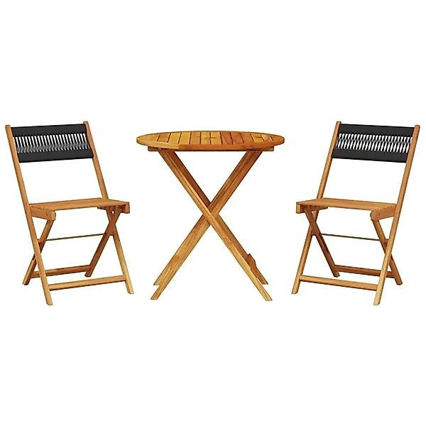 vidaXL 3-tlg Bistro-Set Schwarz Polypropylen und Massivholz Modell 2 günstig online kaufen