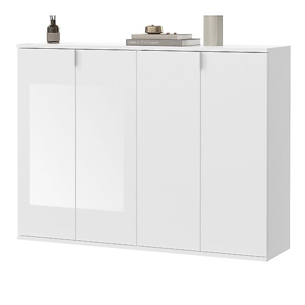 Inn.Furn Kommode Weiß Hochglanz 122 cm mit 12 Fächern SystemX günstig online kaufen