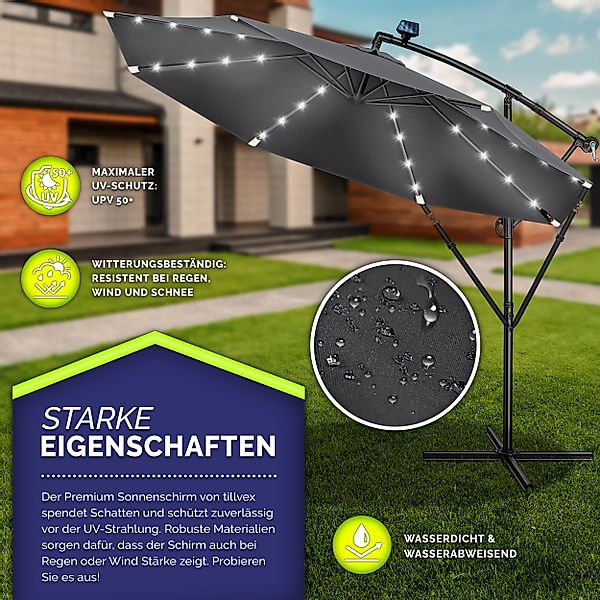 tillvex Sonnenschirm tillvex® Sonnenschirm LED Solar günstig online kaufen