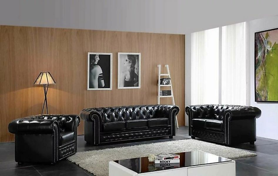 JVmoebel Sofa Chesterfield Sofa Set 3+2+1 Sitz Komplett Set 100% Leder Sofo günstig online kaufen