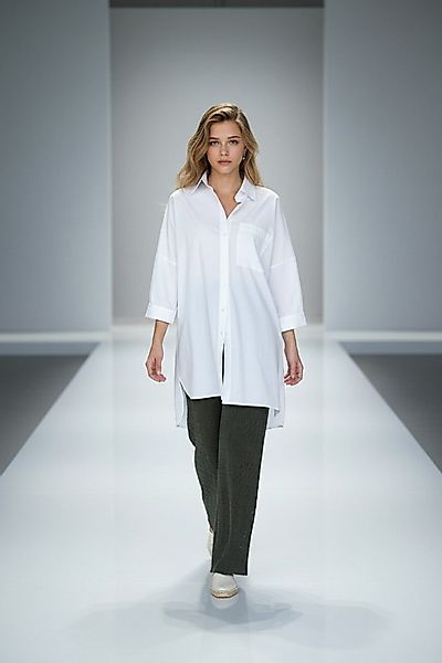 Zuckerwatte Longbluse bequeme A- Linie aus feiner Baumwolle mit Stretchante günstig online kaufen