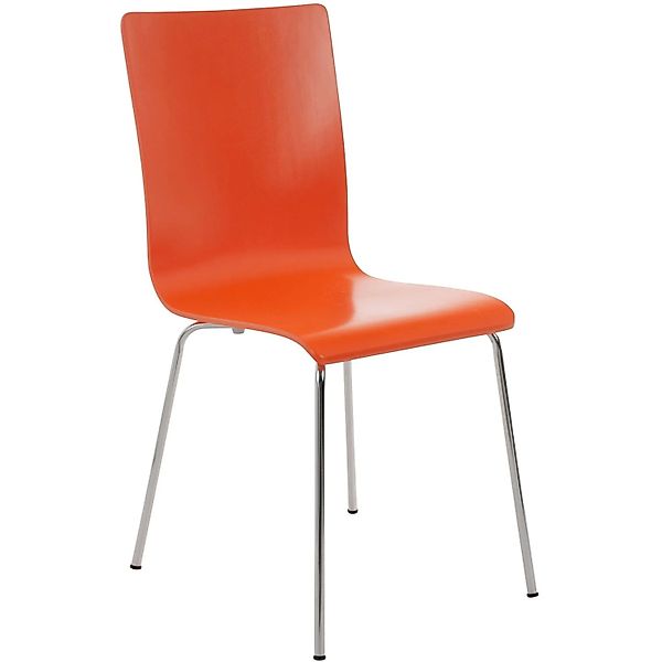 DELUKE Besucherstuhl PEPE 87x43x47cm Orange Holz Metall In Chromoptik Geste günstig online kaufen