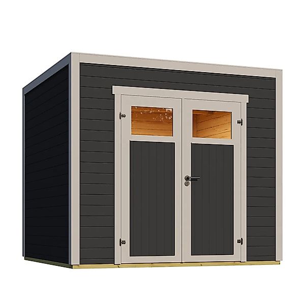 Weka Gartenhaus Batu 2 Flachdach Doppeltür Dark Grey 250 cm x 250 cm günstig online kaufen