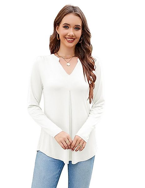 Beluring Langarmshirt Elegantes Langarmshirt mit V-Ausschnitt, Schwarz/Weiß günstig online kaufen