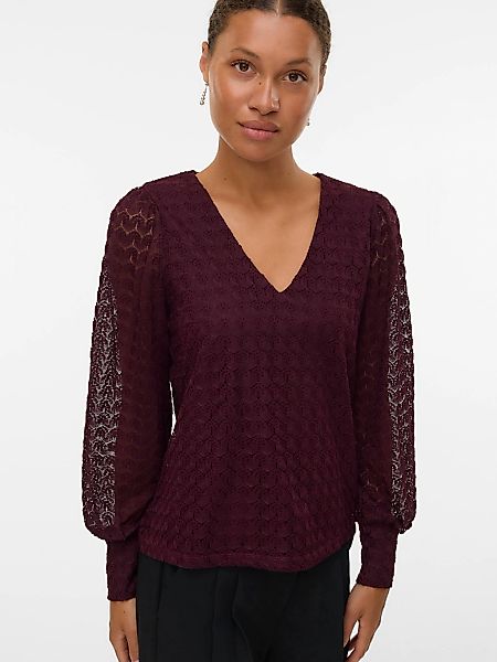 Vero Moda Langarmshirt "VMBECCA LS V-NECK LACE TOP JRS NOOS" günstig online kaufen