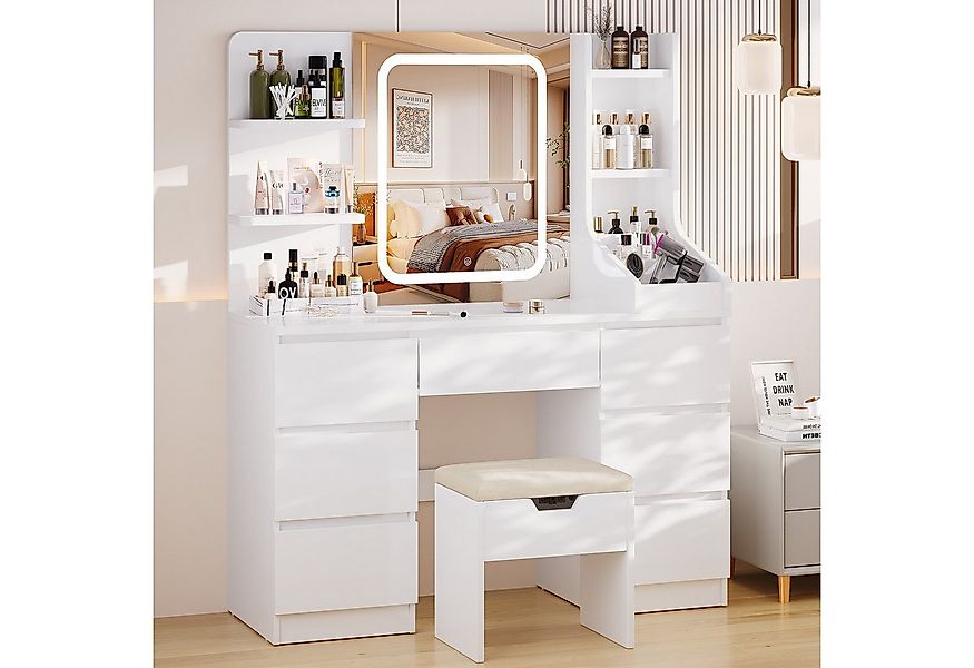 HOMALL Schminktisch Eingebaute LED-Beleuchtung, einstellbare Helligkeit, mi günstig online kaufen