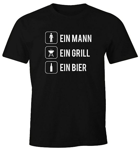 MoonWorks Print-Shirt Herren T-Shirt Ein Mann ein Grill ein Bier Fun-Shirt günstig online kaufen