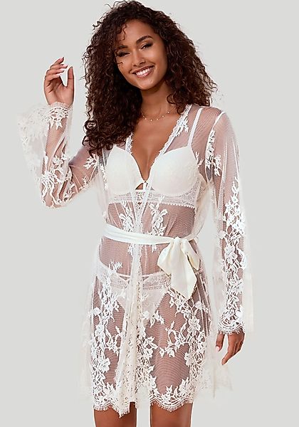 LASCANA Kimono, Gürtel, aus traumhafter Eyelash-Spitze, günstig online kaufen