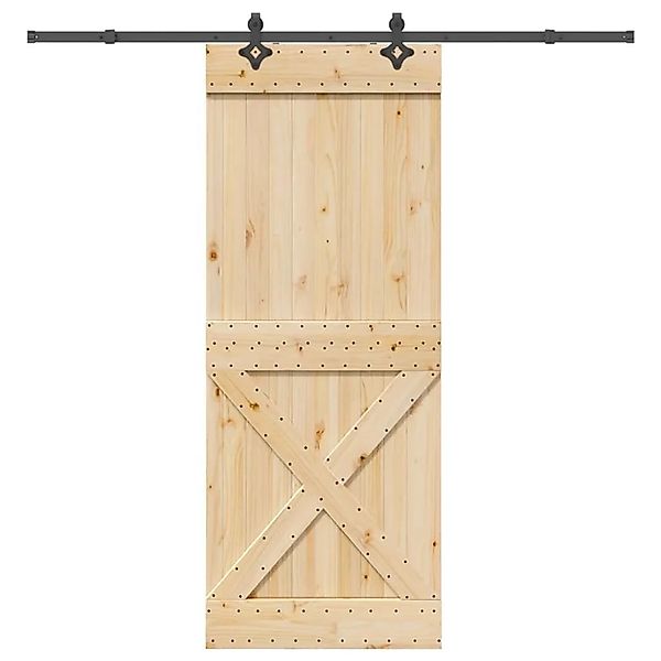 vidaXL Schiebetür mit Beschlag 90x210 cm Massivholz Kiefer 3332781 günstig online kaufen