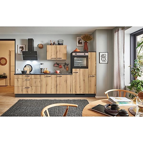 pino Küchenzeile 310cm Evoke Eiche Anschlag rechts 1 Geräte-, 1 Apothekersc günstig online kaufen