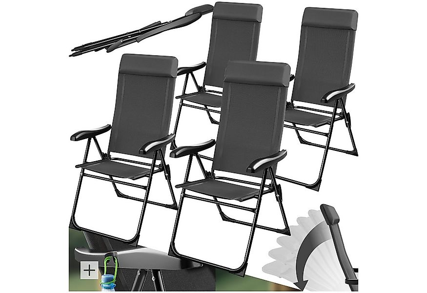 tectake Campingstuhl Faltbarer Aluminium Campingstuhl mit Kopfpolster, 57 x günstig online kaufen